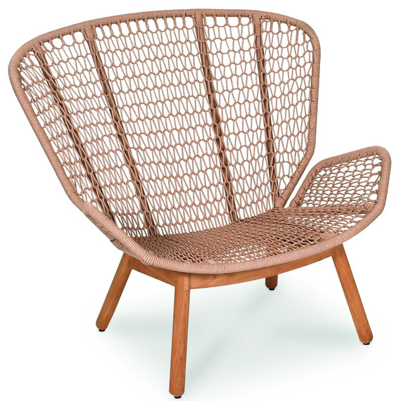 Wing light Relax armchair, seat frame: aluminium, lowder frame teak, seating surface:  fm-rope jasmin