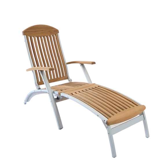 Centro Deckchair, Gestell: Aluminium, eloxiert, Sitz-/Liegefläche: Teak