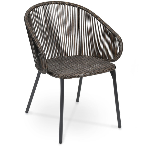 Basil armchair, frame: aluminium anthracite matt textured coating, seating surface: all weather wicker tabacco