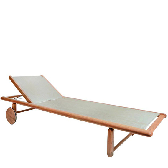 Tennis sunbed, frame: teak with fittings stainless steel, seating surface: sling cappuccino