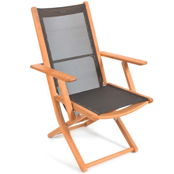 Tennis Ergonomic Sessel, Gestell: Teak, Sitzfläche: Gewebe schwarz