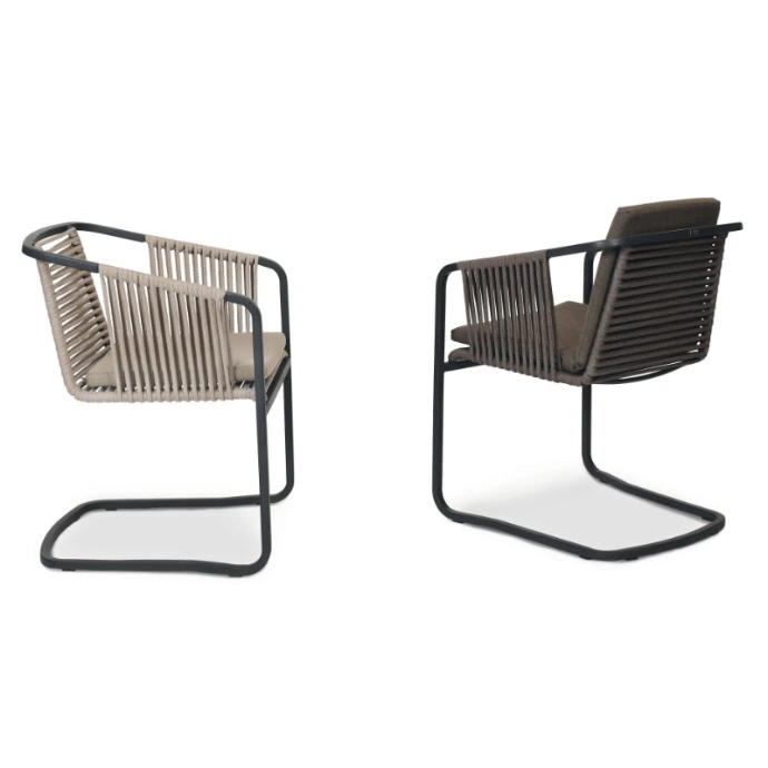 Suite Freischwinger von Fischer Möbel – moderner Outdoor Dining Sessel mit Geflechtstruktur und freischwingendem Metallgestell für komfortables Sitzen im Außenbereich