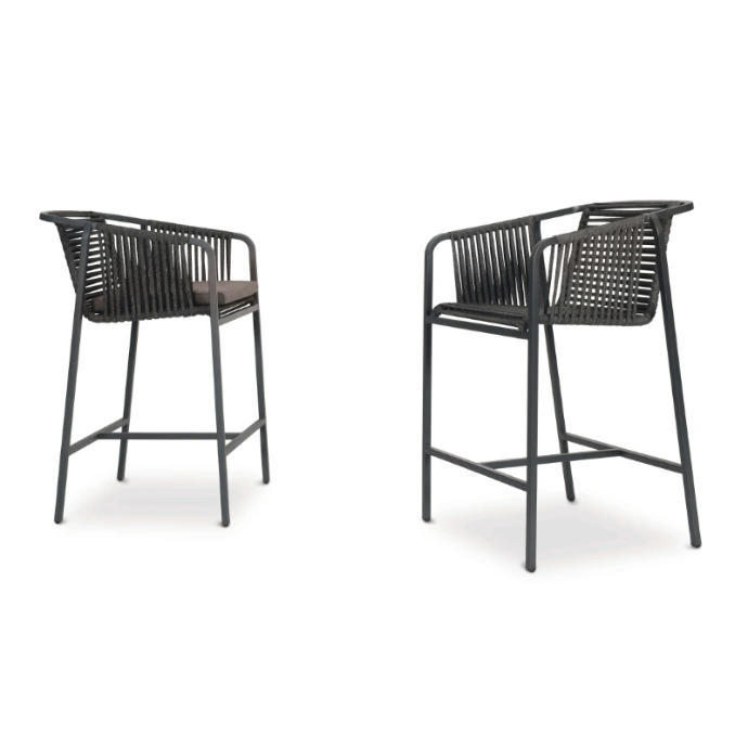 Suite High Dining Sessel von Fischer Möbel – moderner Outdoor Barstuhl mit filigraner Geflechtstruktur, klarem Metallgestell und komfortabler Sitzfläche für stilvolle Außenbereiche